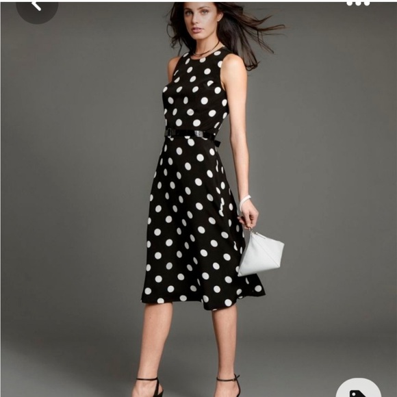NWT Worth New York 100% Silk Black and White Polka Dot Dress Size 8